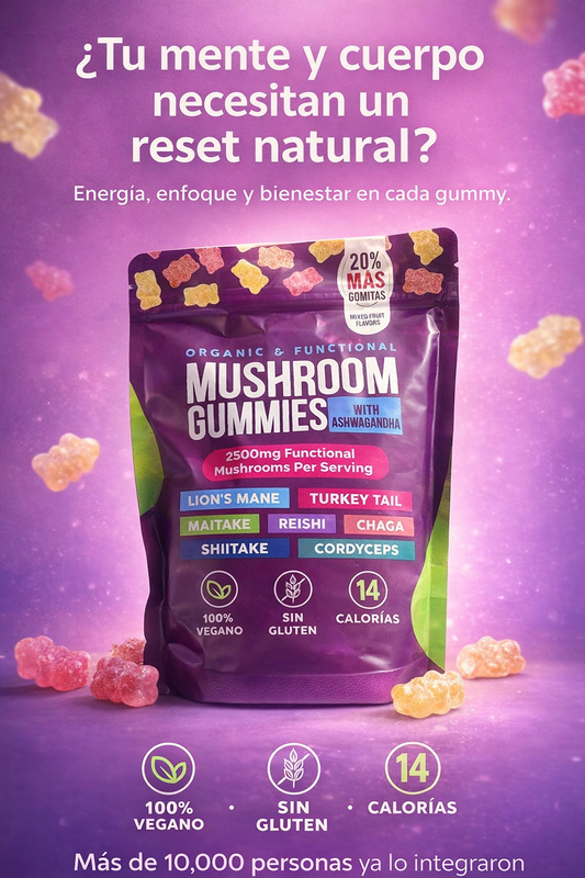 Apoya tu salud cerebral y reduce el agotamiento con Mushroom Gummies with Ashwagandha